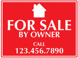 For Sale Sign - Custom (Red, Blue, or Black)
