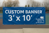 Banner: 3 foot by 10 foot (3' x 10')