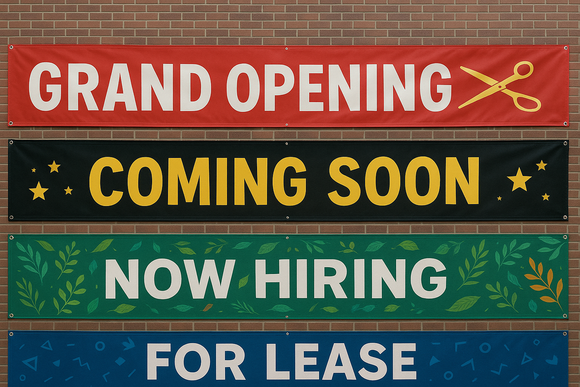 Banner:  4 foot by 20 foot (4' x 20')