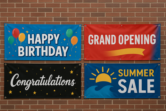 Banner: 4 foot by 8 foot (4' x 8')