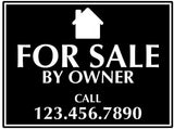 For Sale Sign - Custom (Red, Blue, or Black)