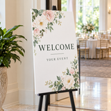 Example of a 24"W x 36"H foam board welcome sign on an easel