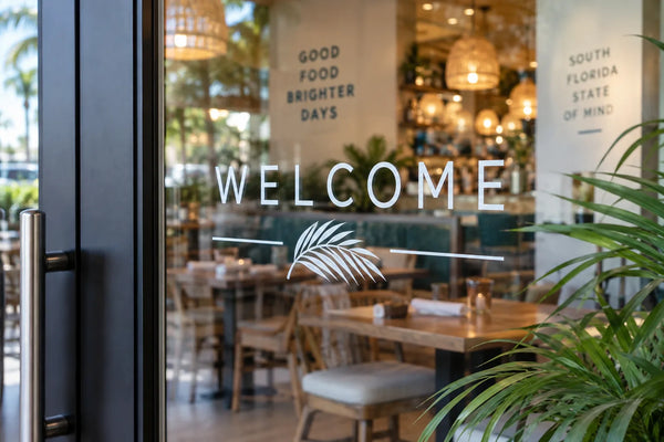 Hospitality window lettering application